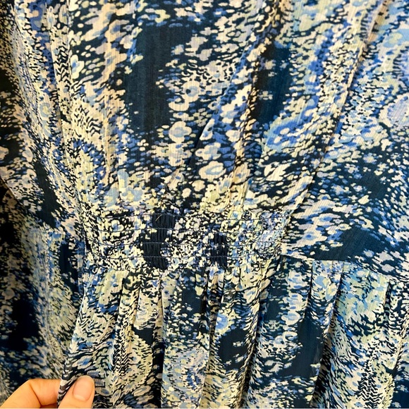 Joie Blue Parisian Paisley Watercolor Boho Dress Large Long Sleeve L - Picture 12 of 15